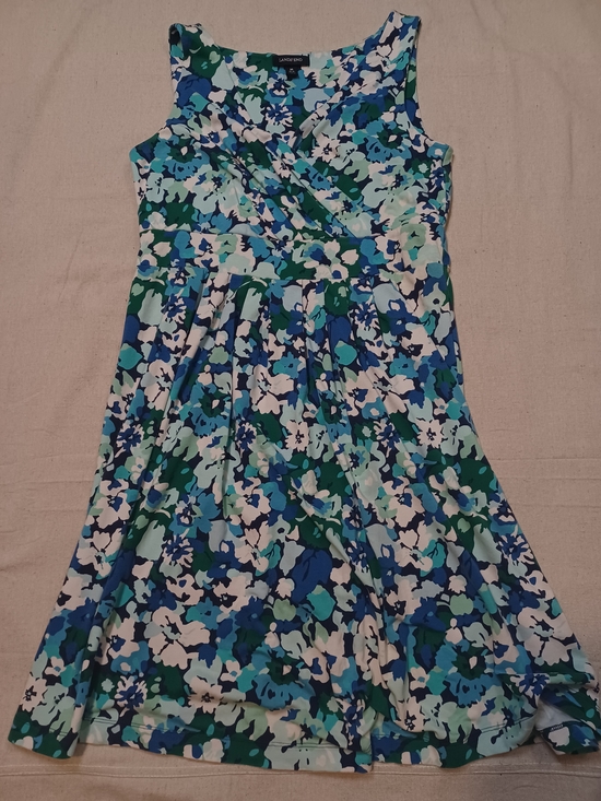 Lands' End Dresses & Skirts - Lands' End Blue & Green Floral Sleeveless Dress Women's Size Medium